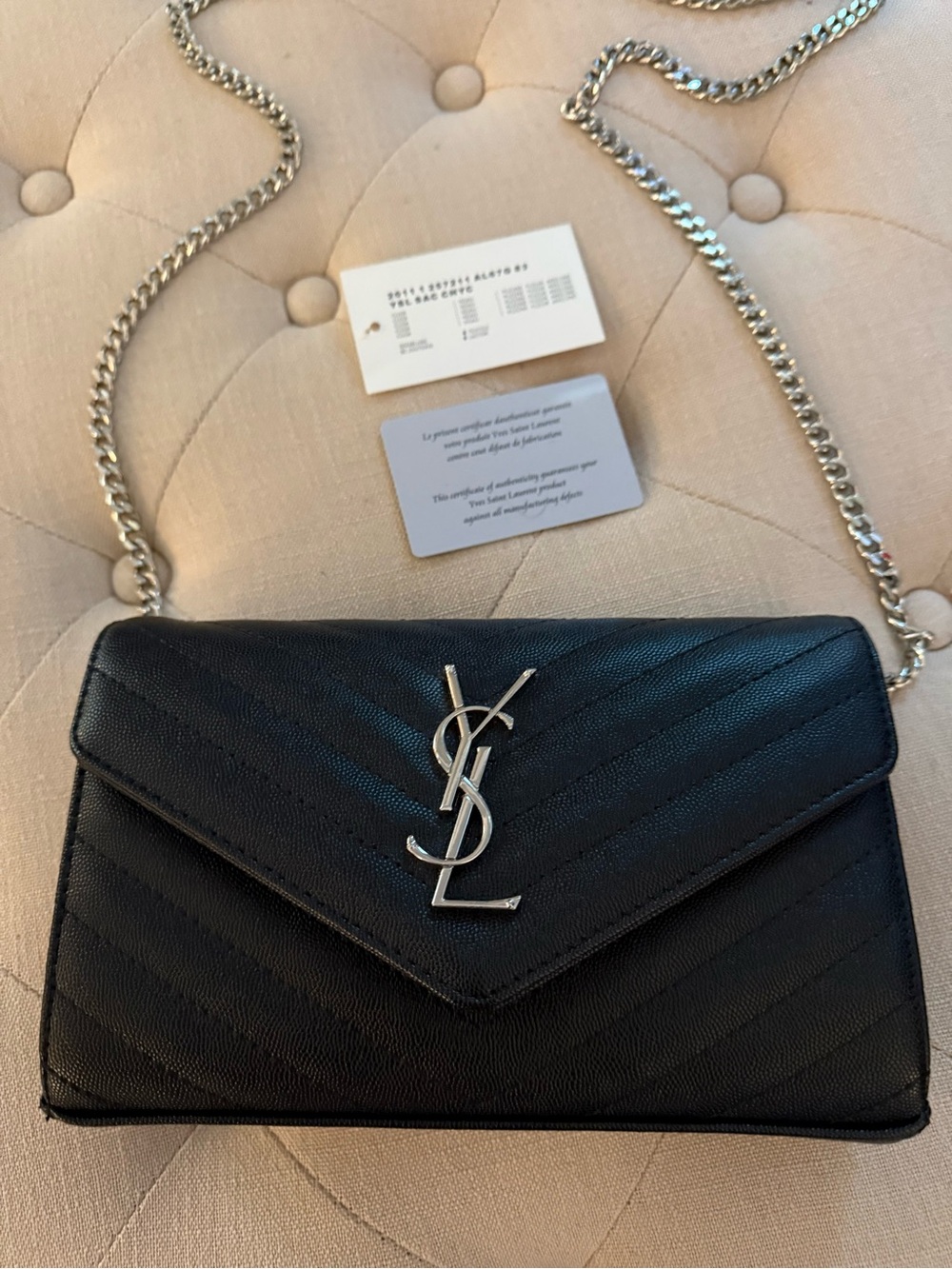 Black Quilted Crossbody Silver Chain - Picture 10 of 14